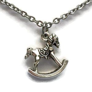 Rocking Horse Necklace Tibetan Silver Stainless Steel 18" Chain 🐎 4for$20